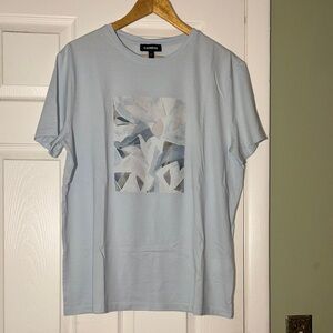 Express Light Blue Abstract Tee